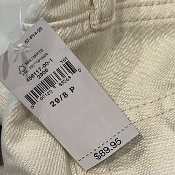 NWT Gap Wide-Leg Baggy Mid-Rise Cream Pants Size 8 Petite Relaxed Fit - Picture 9 of 16